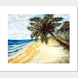 Beach with Palm Trees Posters and Art